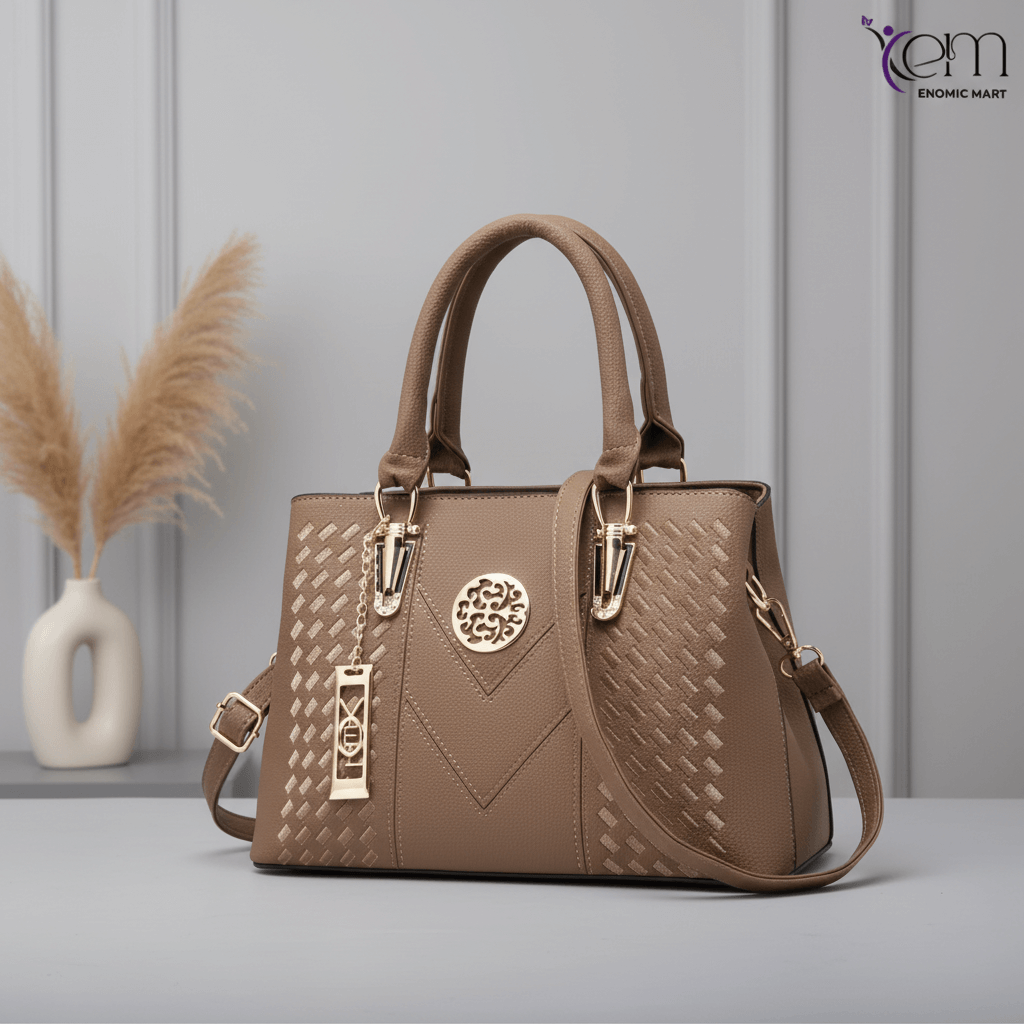 Women Top Handle Satchel Handbags PU Leather Bags Zip Closure Shoulder Tote-Bag