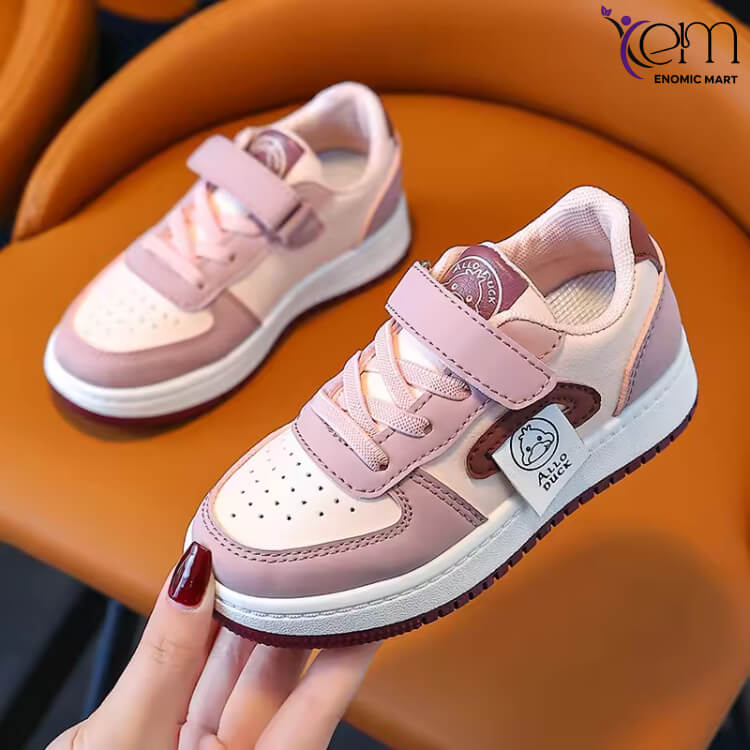 Kids' Spring Skate Shoes, Girls' Pink Round Toe Sneakers, Boys' Casual Daily Outdoor Walking Shoes
