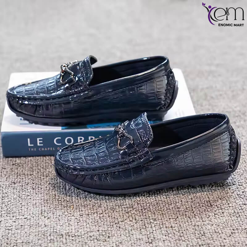 Boy Dress Shoes British Style Single-Layer Slip-On Small Leather Pea & Baby Shoes