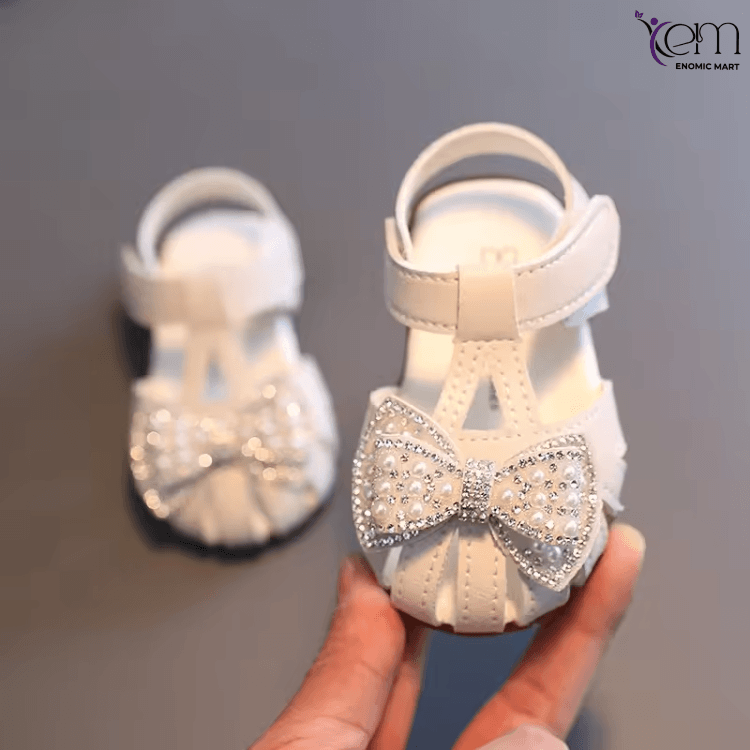 Summer New Baby Princess Shoes Toddler Baby Girl Sandals Sequin Pearl Bow Princess Shoes for Girls Dress Shoes
