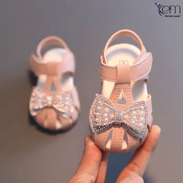 Summer New Baby Princess Shoes Toddler Baby Girl Sandals Sequin Pearl Bow Princess Shoes for Girls Dress Shoes