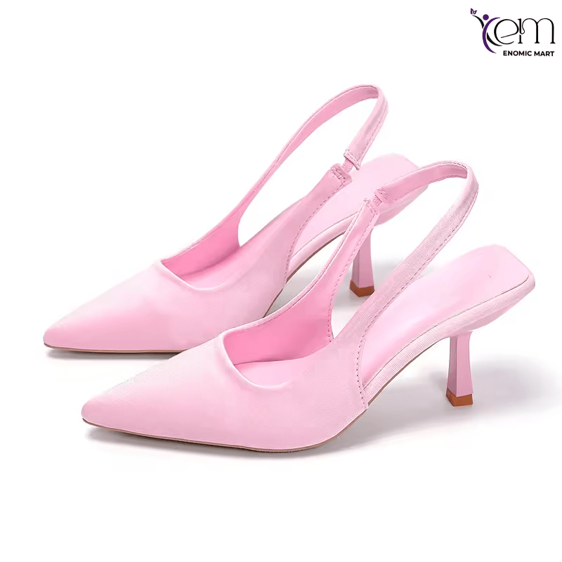 Solid Color High-Heeled Sandals for Women Bao Head New Shallow Mouth Pointed Single-Shoe High Heels for Summer Bridal Occasions