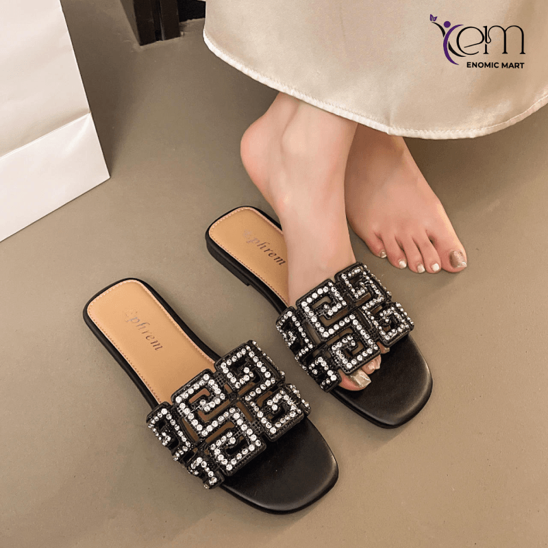 Women’s Korean Style Square-Toe Summer Slides