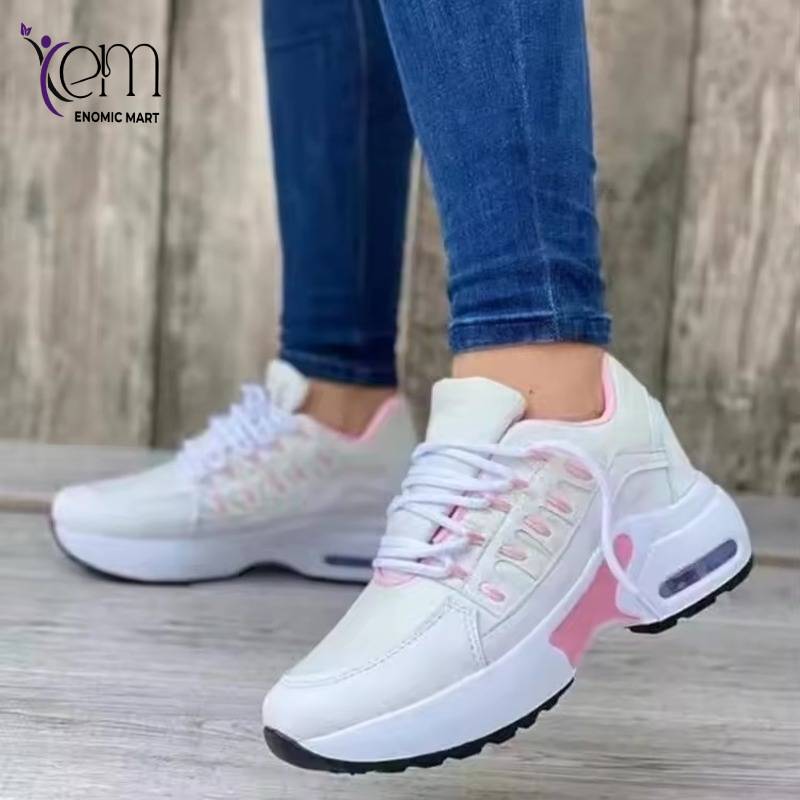 Wholesale Low Price Ladies Rubber Thick Bottom Mesh Sneaker Breathable Casual Running Shoes