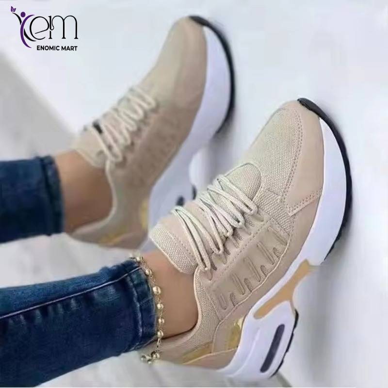 Wholesale Low Price Ladies Rubber Thick Bottom Mesh Sneaker Breathable Casual Running Shoes